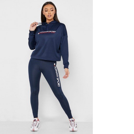 Tommy Hilfiger Sport női kapucnis pulóver S10S100093 401 sötétkék