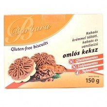 Barbara gluténmentes kakaókrémmel töltött omlós keksz 150g