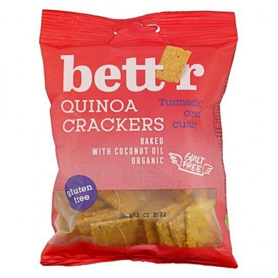 Bettr bio vegán gluténmentes quinoa kréker kurkuma&kömény 100g