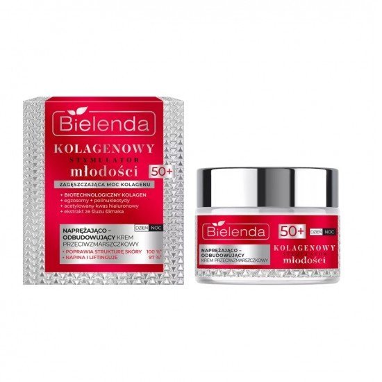 Bielenda Collagen Youth Stimulator Feszesítő és újraépítő ránctalanító arckrém 50+ nappali/éjszakai 50ml