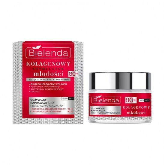 Bielenda Collagen Youth Stimulator Tápláló és javító ránctalanító arckrém 80+ nappali/éjszakai 50ml