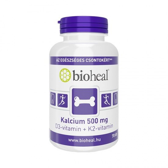 Bioheal kalcium 500mg+d3-vitamin+k2-vitamin tabletta 70db