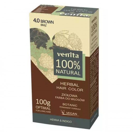 Venita 100% natural gyógynövényes hajfesték 4.0 barna 100g